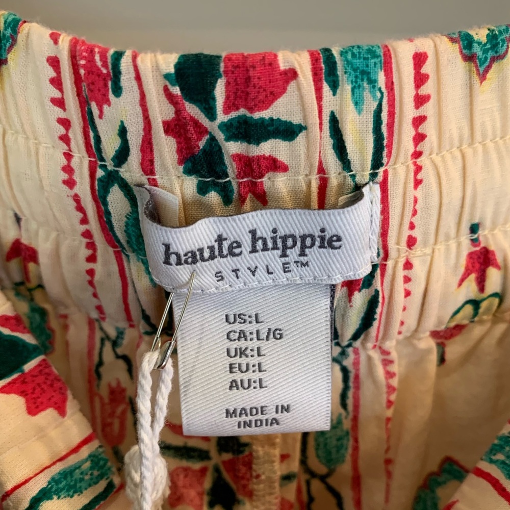 Haute Hippie India Striped Cropped Cotton Boho Pants Size Large NWT - Picture 8 of 8